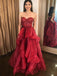 beading sweetheart tulle long prom dresses burgundy formal dress dtp1053