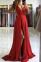 A Line Red Simple Prom Dress, Backless Red Formal Evening Dress