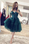 Beaded Short Dark Green Homecoming Dress, Gorgeous Short Prom Dress