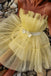 A line Yellow Tulle Strapless Short Prom Dress, Simple Homecoming Dress