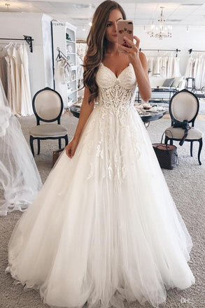 Elegant Sweetheart A Line Wedding Dress With Side Slit, Simple