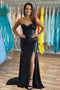 Mermaid Black Sweetheart Corset Long Evening Dress With Slit, Prom Formal Gown