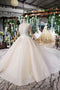 Gorgeous High Neckline Sparkly Wedding Dress with Tassel Beading Appliques