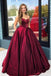 elegant simple sweetheart burgundy ball gown prom dresses with pockets dtp410