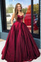 Elegant Simple Sweetheart Burgundy Ball Gown Prom Dresses With Pockets