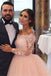 Off Shoulder Lace Appliques Long Sleeve Tulle Pink Wedding Dresses