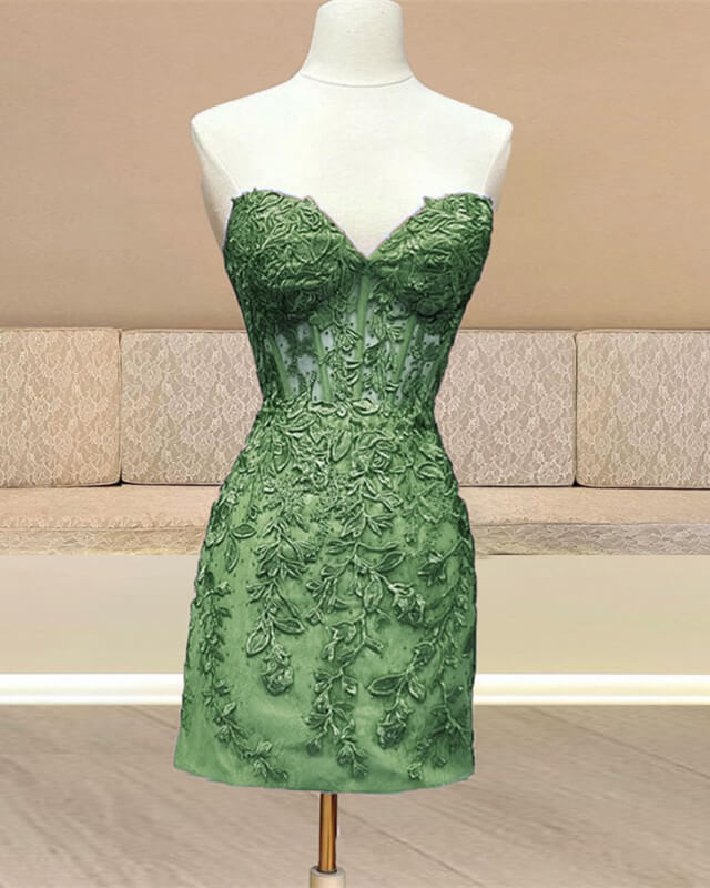 Sage Green Homecoming Lace Dress