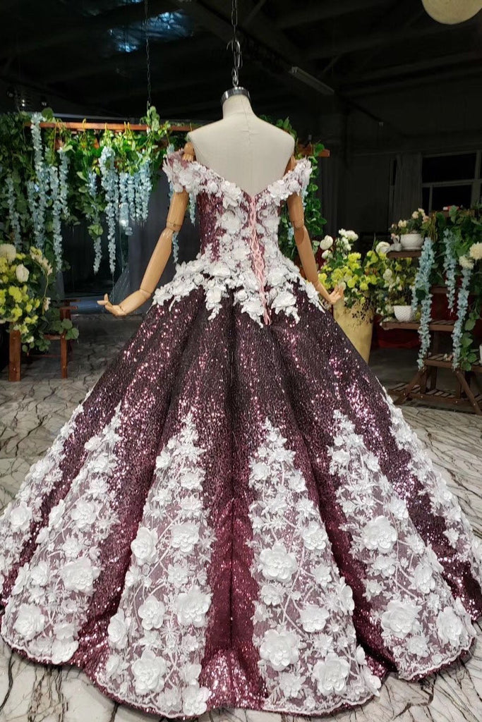 Off-Shoulder Quinceanera Dresses Prom Dresses Ball Gown With 3D Appliques