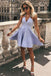a-line v-neck short sweet 16 dress halter lavender homecoming dresses dth68