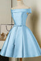 Light Sky Blue Homecoming Dress, Satin Short Simple Sweet 16 Dress