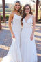 Appliques Ivory Long Prom Dresses, Sleeveless Tulle Evening Gowns