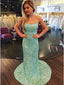 Mint Green Sequin Long Prom Dress, Sheath Long Backless Evening Gown