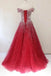 Sparkly Off-shoulder Ball Gown Prom Dresses Beaded Evening Dress