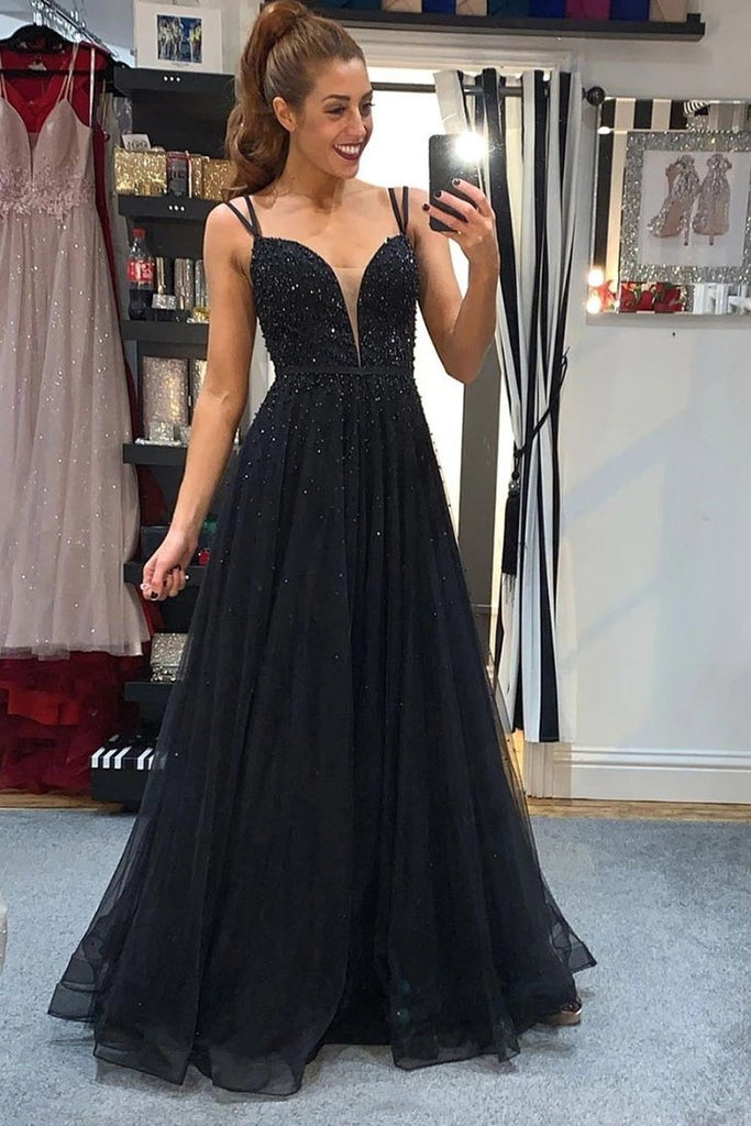 Black v neck formal sales dress