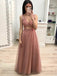 sparkle skin pink a-line v-neck beading long prom party dresses dtp956