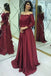 modest lace long sleeves satin burgundy prom evening dresses dtp938