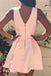 Simple V Neck Pink Short Prom Dress, Pink V Neck Homecoming Dress,