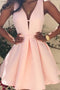 Simple V Neck Pink Short Prom Dress, Pink V Neck Homecoming Dress,