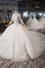 Princess Sheer Neckline Appliques Wedding Dress with 3/4 Sleeves