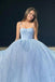 Sparkly Prom Dresses Spaghetti Straps Blue Graduation Dresses