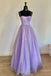 Sparkly Prom Dresses Spaghetti Straps Lilac Graduation Dresses