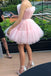 Charm Pink Tulle Short Party Dress With Bowknot, Princess Homecoming Dresses