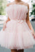 Charm Pink Tulle Short Party Dress With Bowknot, Princess Homecoming Dresses