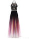 Halter Chiffon Backless Ombre Prom Dresses, Long Gradient Evening Dress With Beading