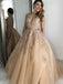 elegant tulle v-neck lace applique beading prom evening dresses dtp994