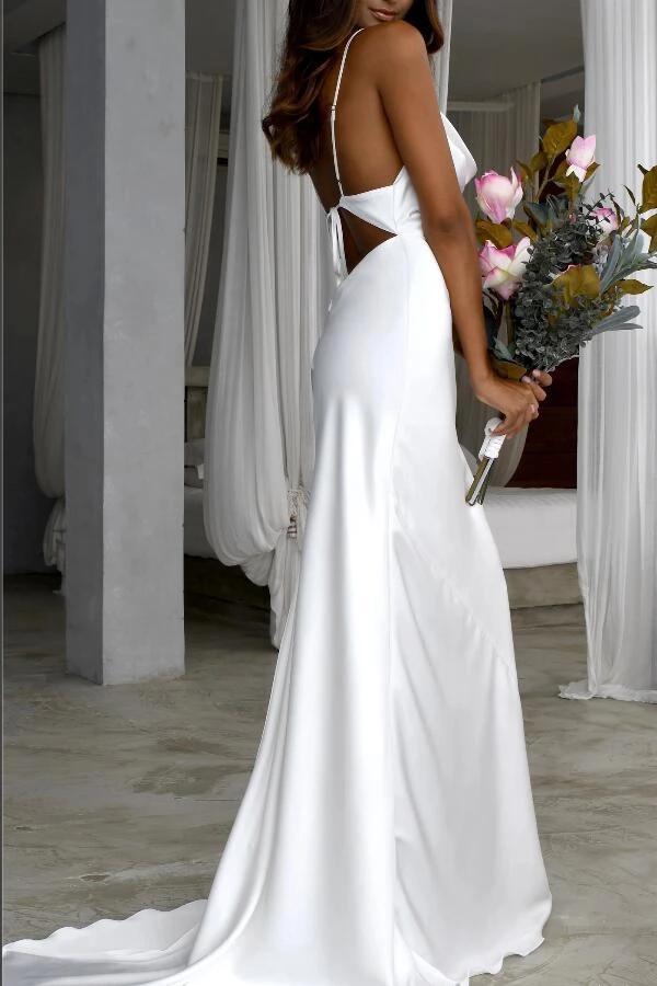 Simple elegant white wedding on sale dress