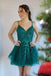 spaghetti straps appliqued party gown green tulle homecoming dress dth49