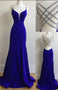 Royal Blue Mermaid Prom Dress Cross Back Long Formal Dress