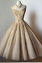 Cute Straps Tea-length Homecoming Dress, Sweetheart Short Prom Gown