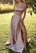 sexy split evening dress long simple prom dresses with straps dtp975