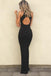 Simple Black Keyhole Open Back Prom Dress, Sheath Formal Evening Dress