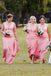 Pink Simple V-Neck Satin Long Trumpet Bridesmaid Dresses