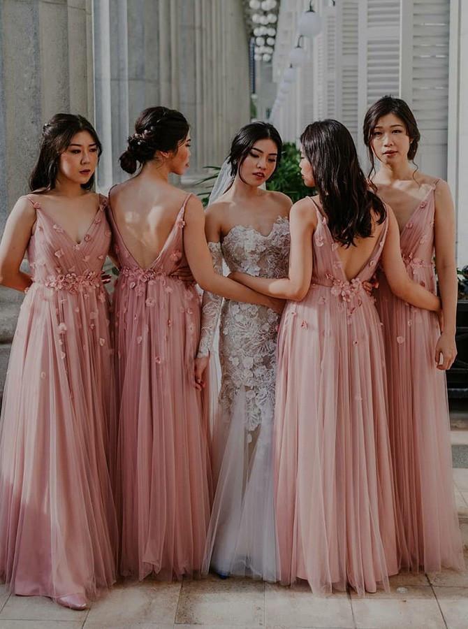 Rose gold and clearance blush pink bridesmaid dresses