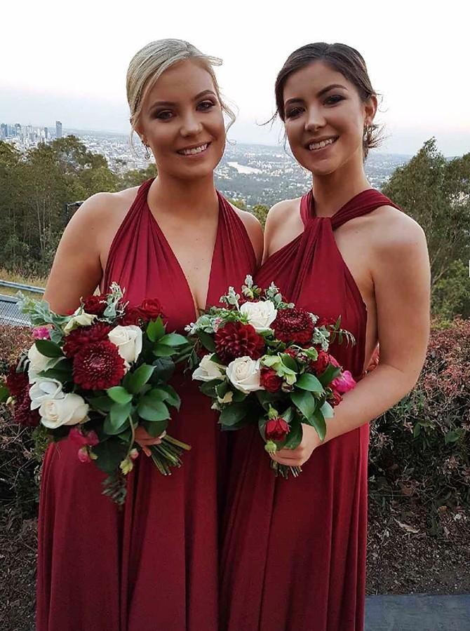 Burgundy red 2024 bridesmaid dress