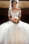 Off-the-Shoulder Lace Short Sleeves Princess Wedding Dress